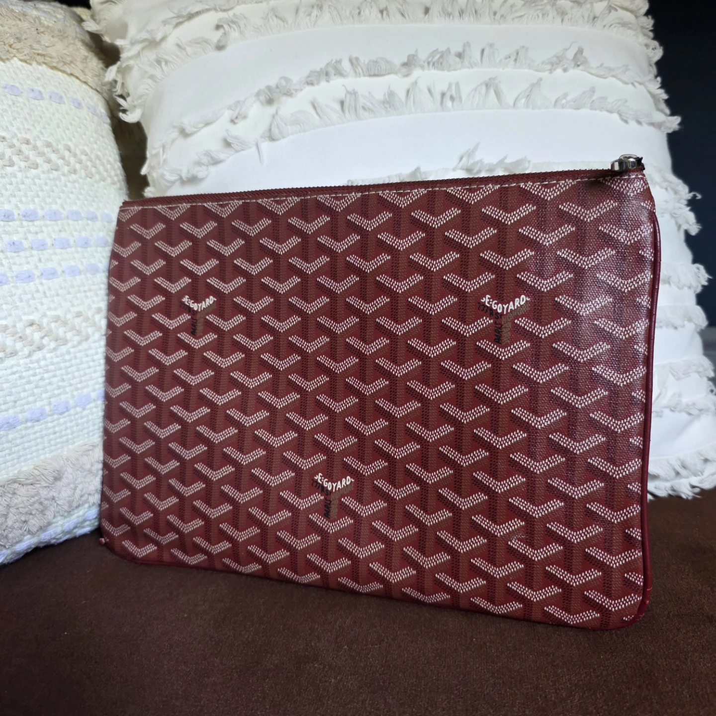 Goyard Burgundy Chevron Pouch