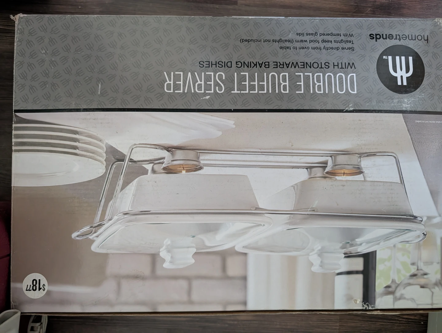 hometrends Double Buffet Server with Stoneware Baking Dishes