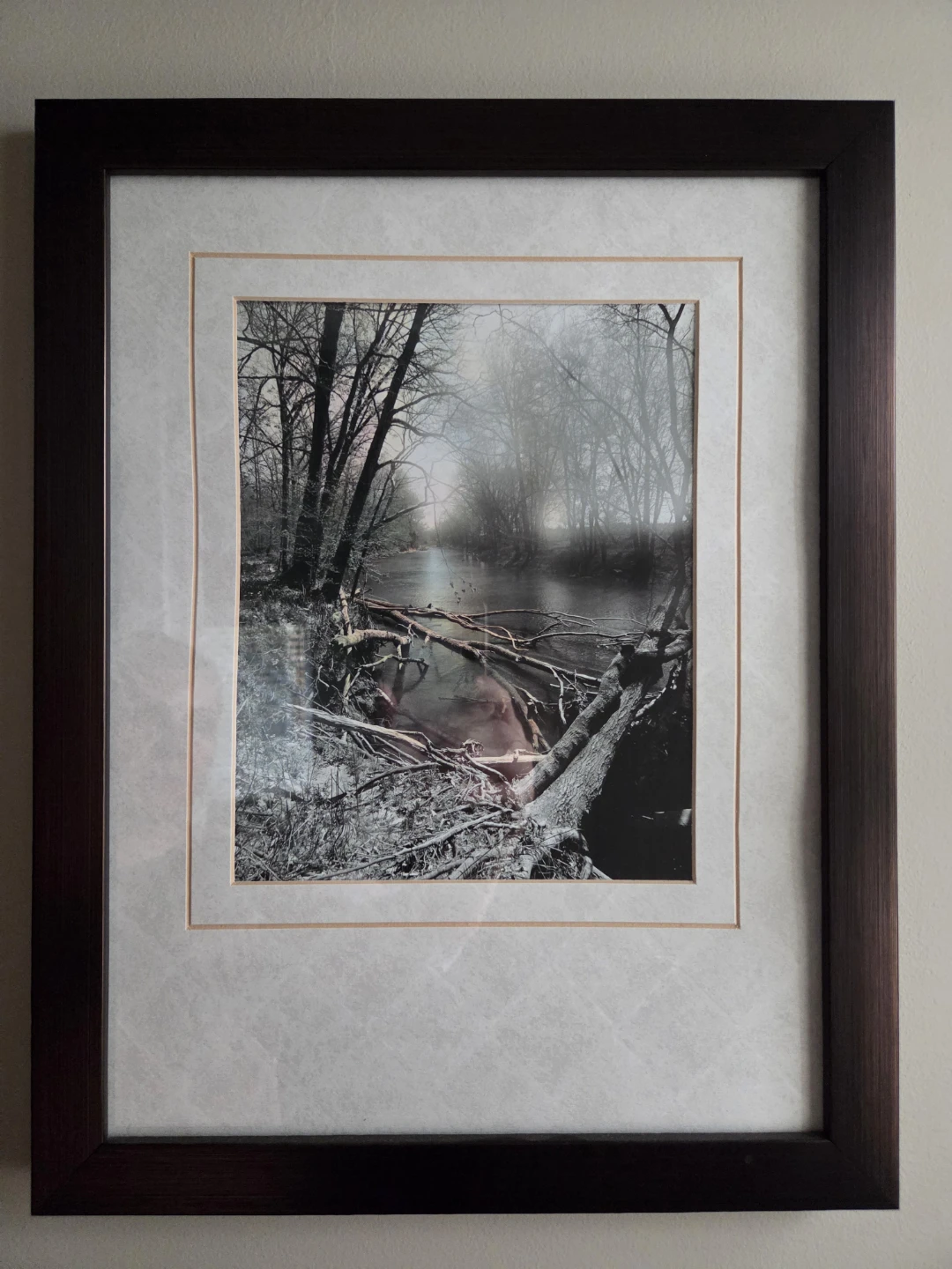 Medium Framed Monochrome Nature Art – Art Maison Canada "Le lac"