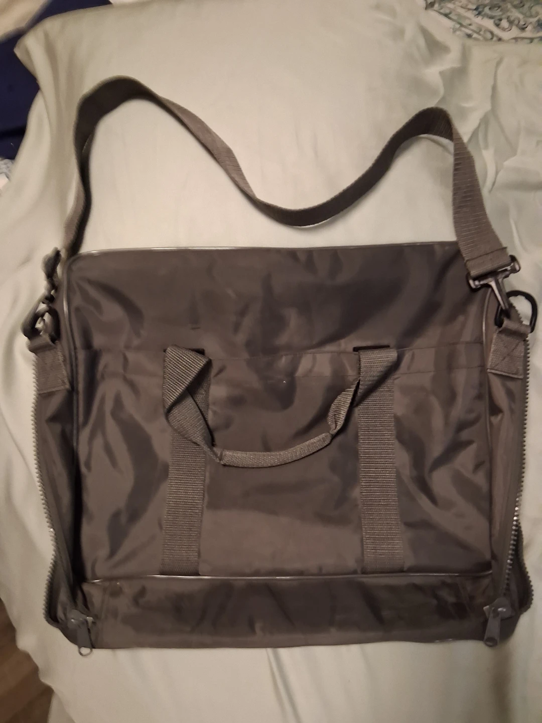 Grey Messenger Bag with Organizer Pockets