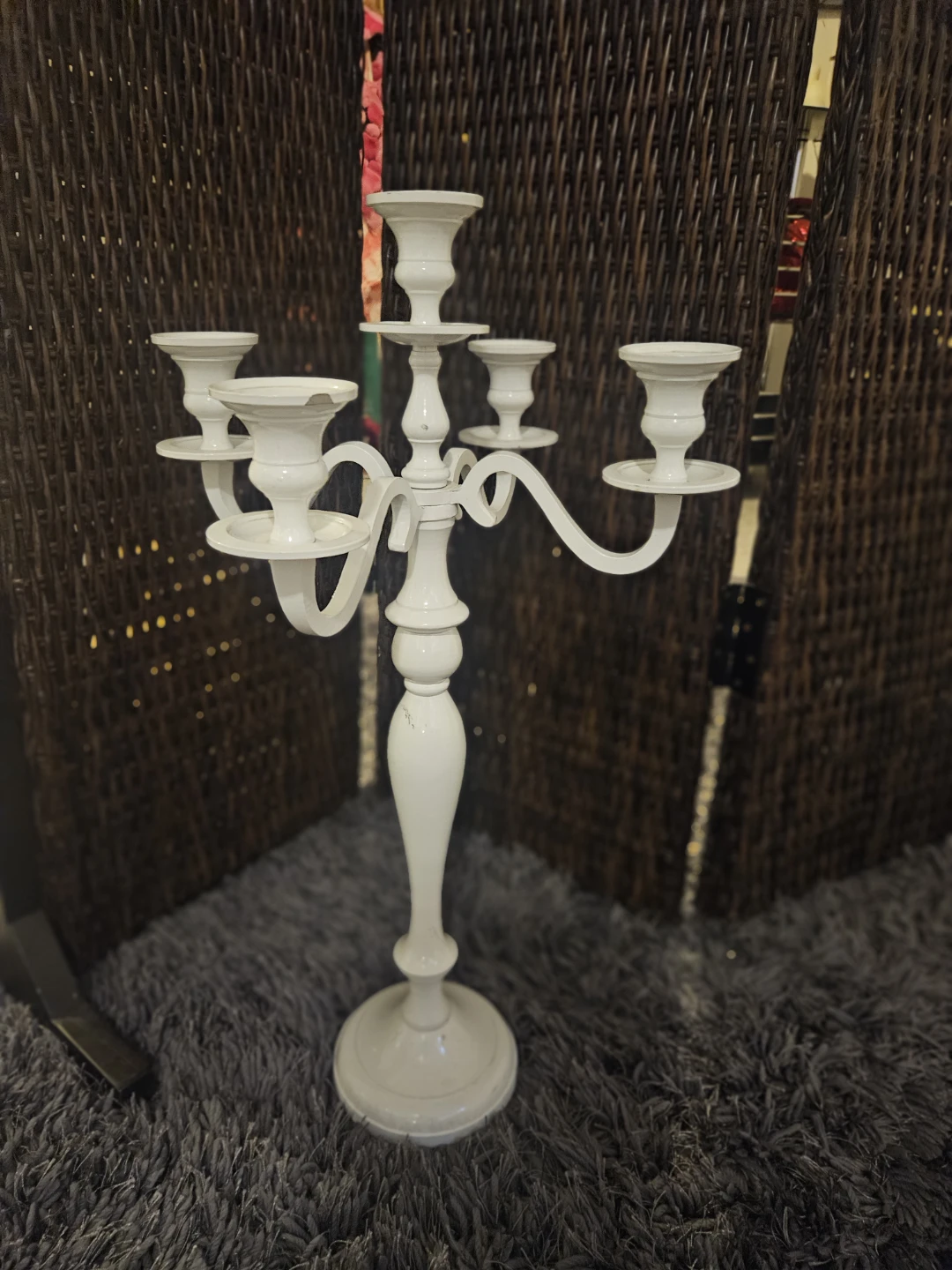 White 5-Arm Candelabra