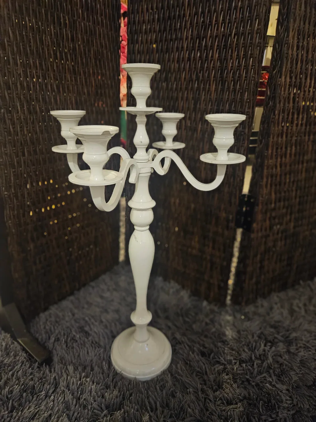 White 5-Arm Candelabra