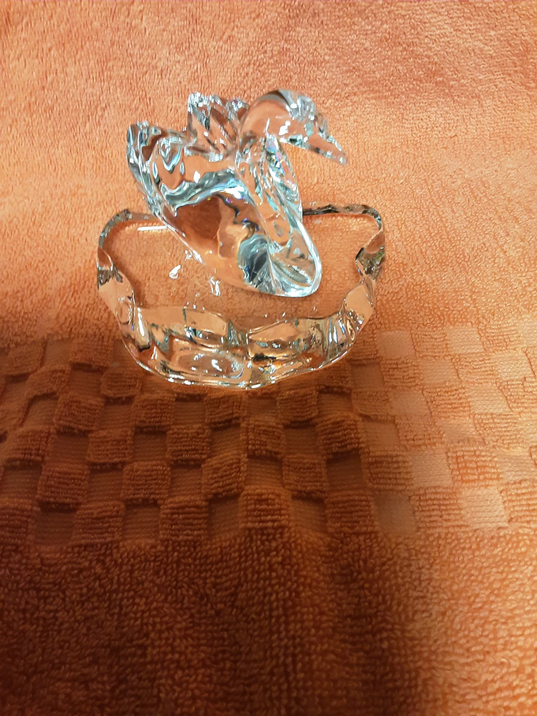Clear Glass Swan Trinket Dish
