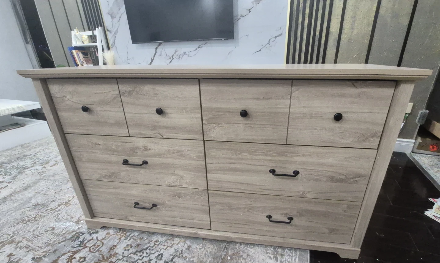 Lilola Home Elara 57"W Light Oak Finish 6-Drawer Dresser