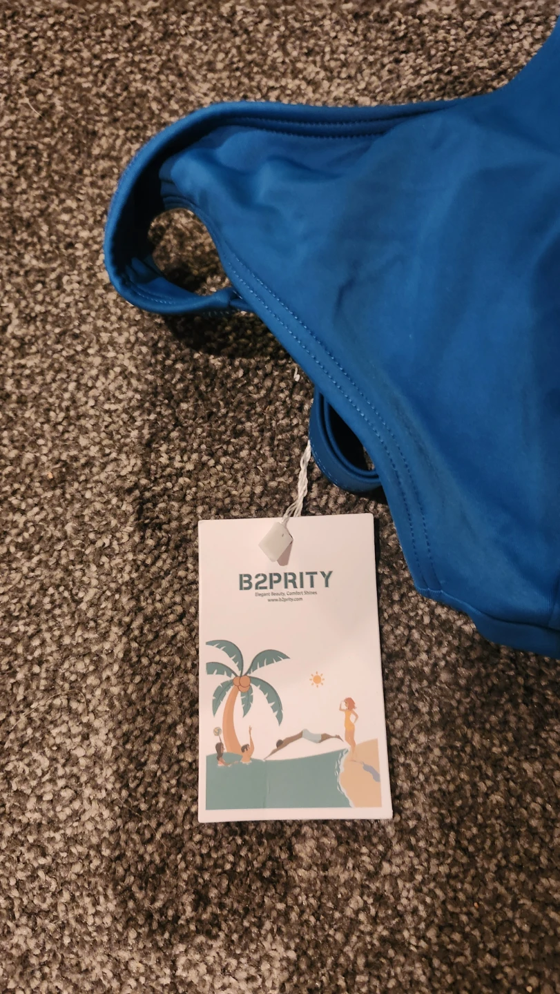 B2PRITY Women's Blue Tropical Print Tankini Swimsuit XL - photo 3