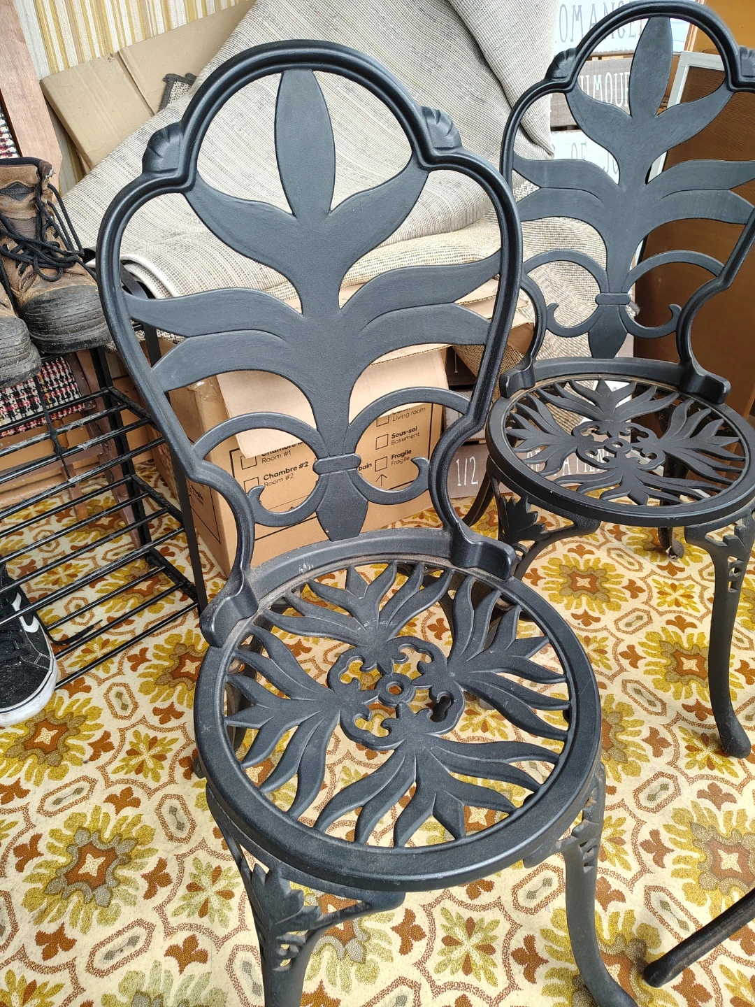 Ornate Metal Bistro Set (Table and 2 Chairs)