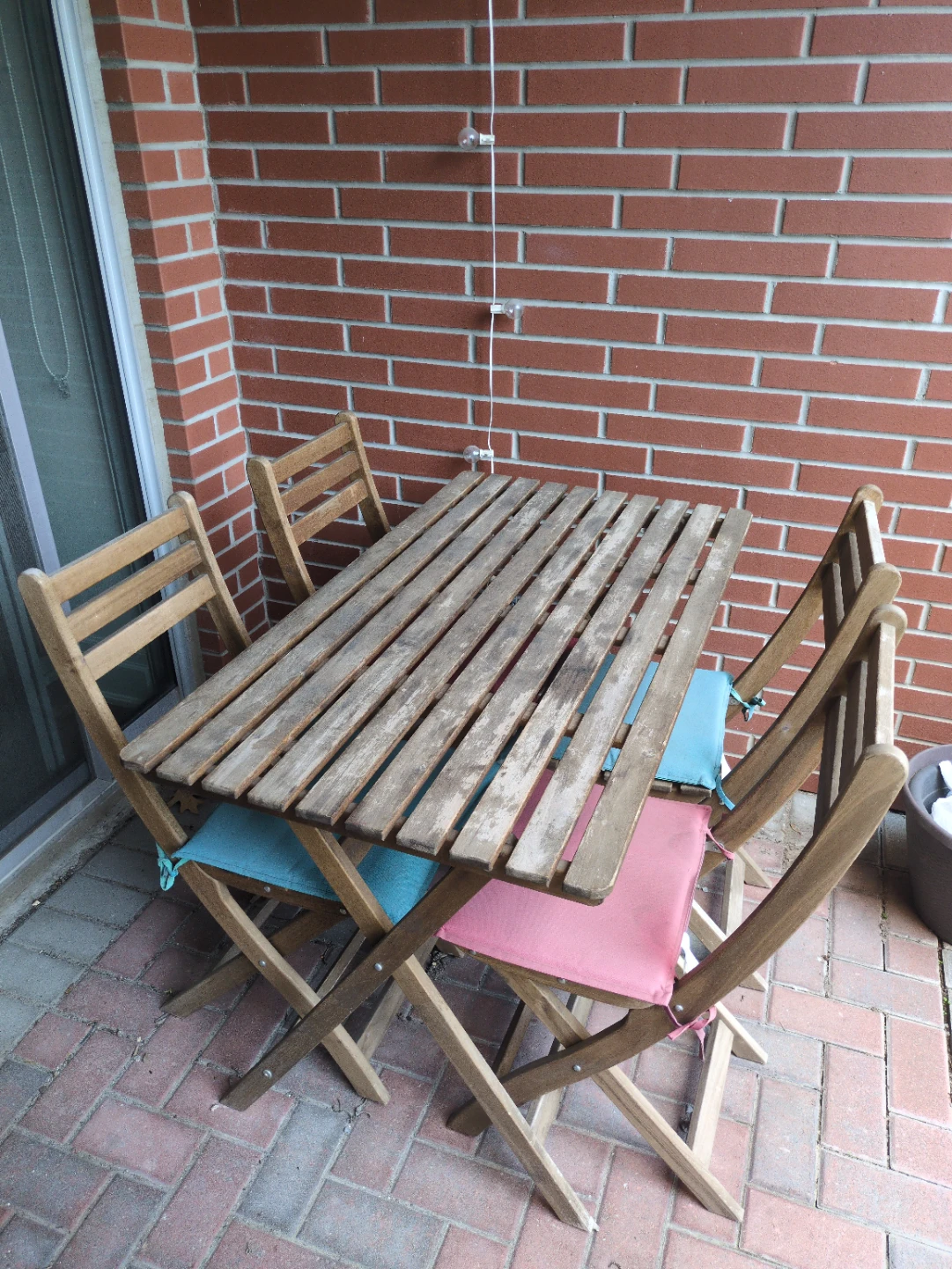 Wooden Folding Patio Table and Chairs Set