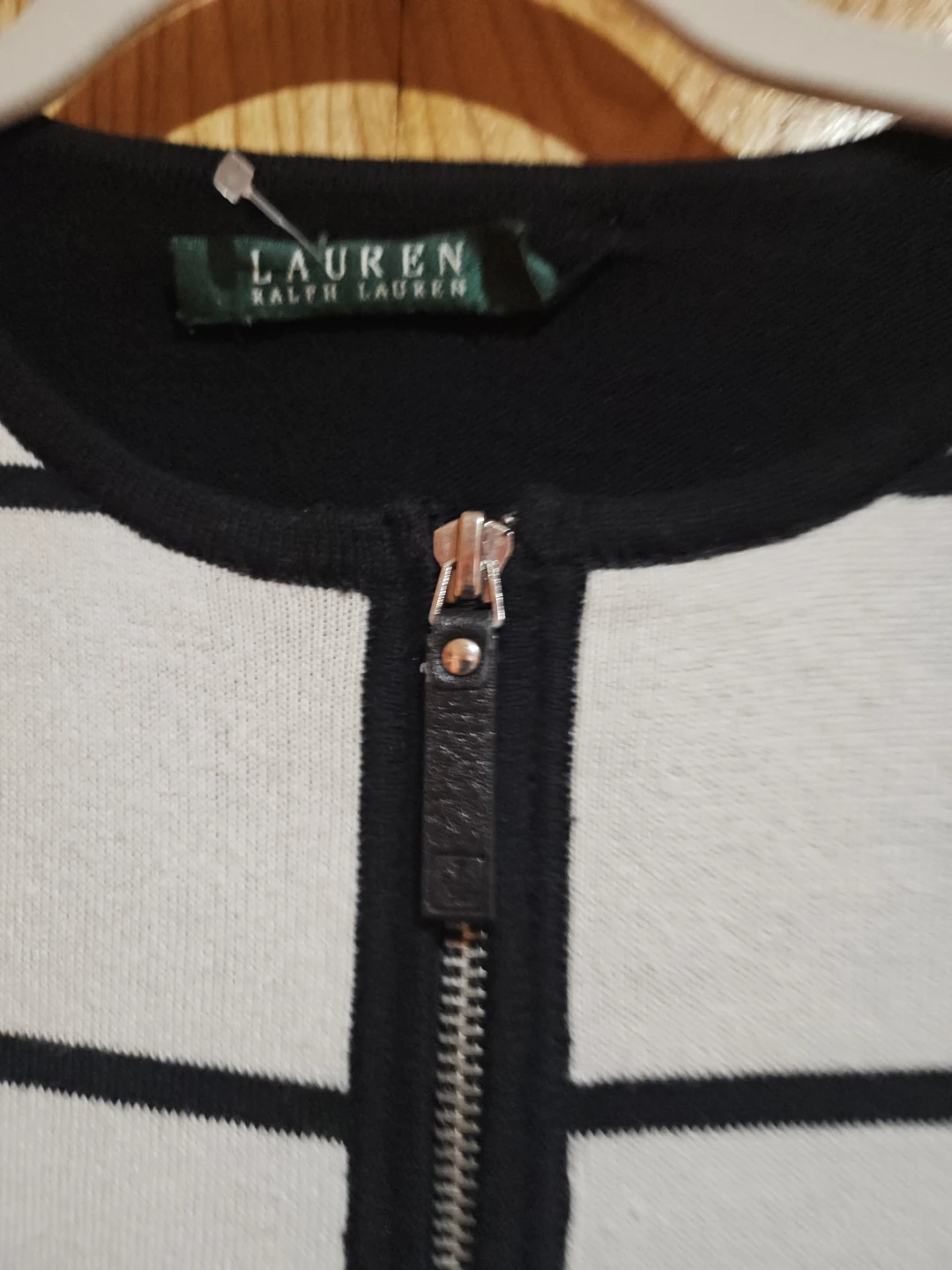 Lauren Ralph Lauren Black and White Grid Zip Cardigan - photo 3