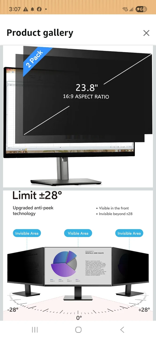 23.8" 16:9 Privacy Screen Protector for monitor (2 Pack)