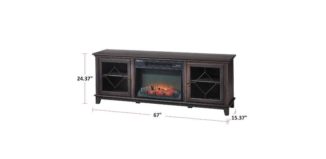 Brown/Black Entertainment Unit with Fireplace - photo 2