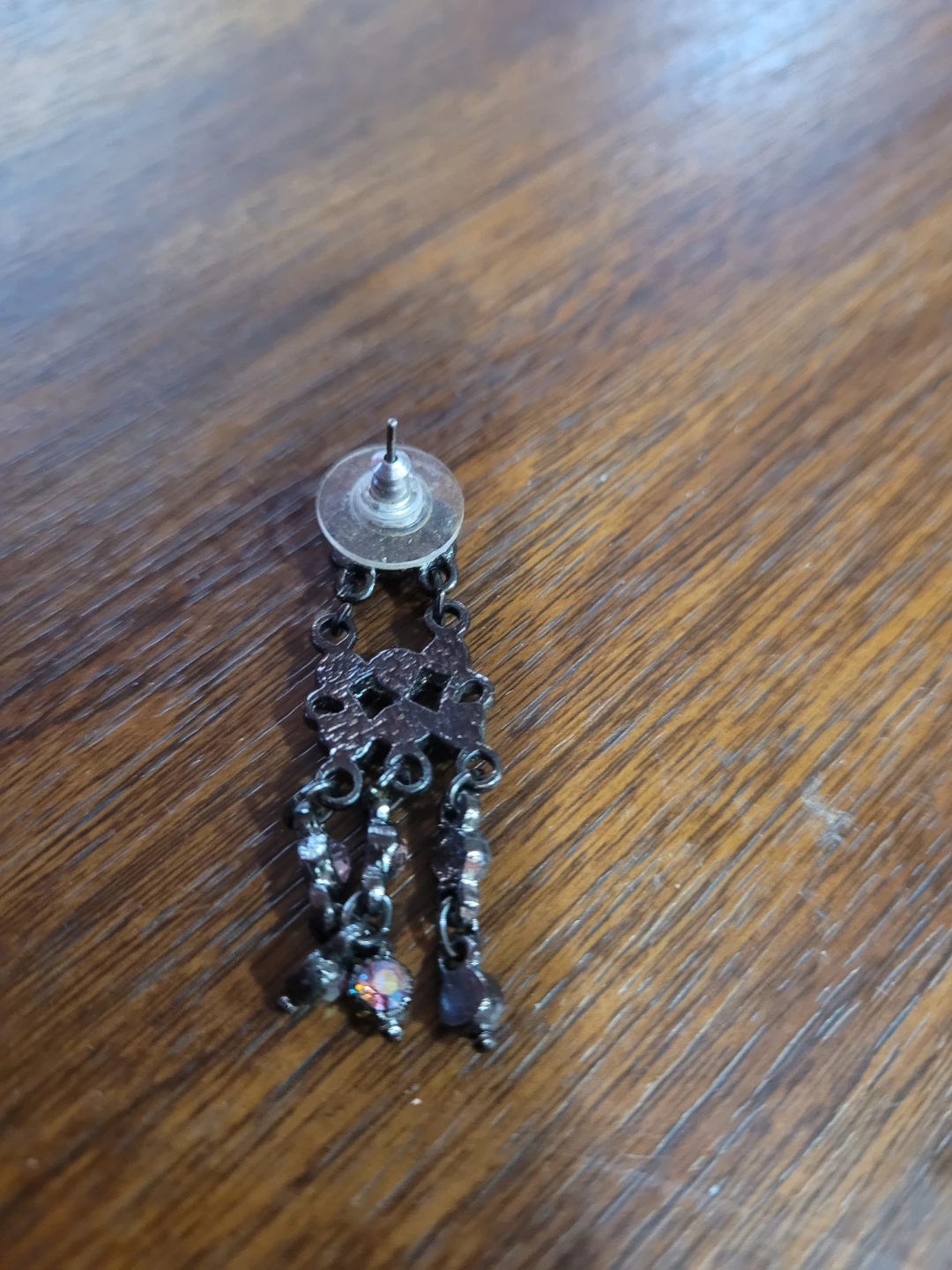Dangle Earring with Pink and Clear Jewels - photo 2