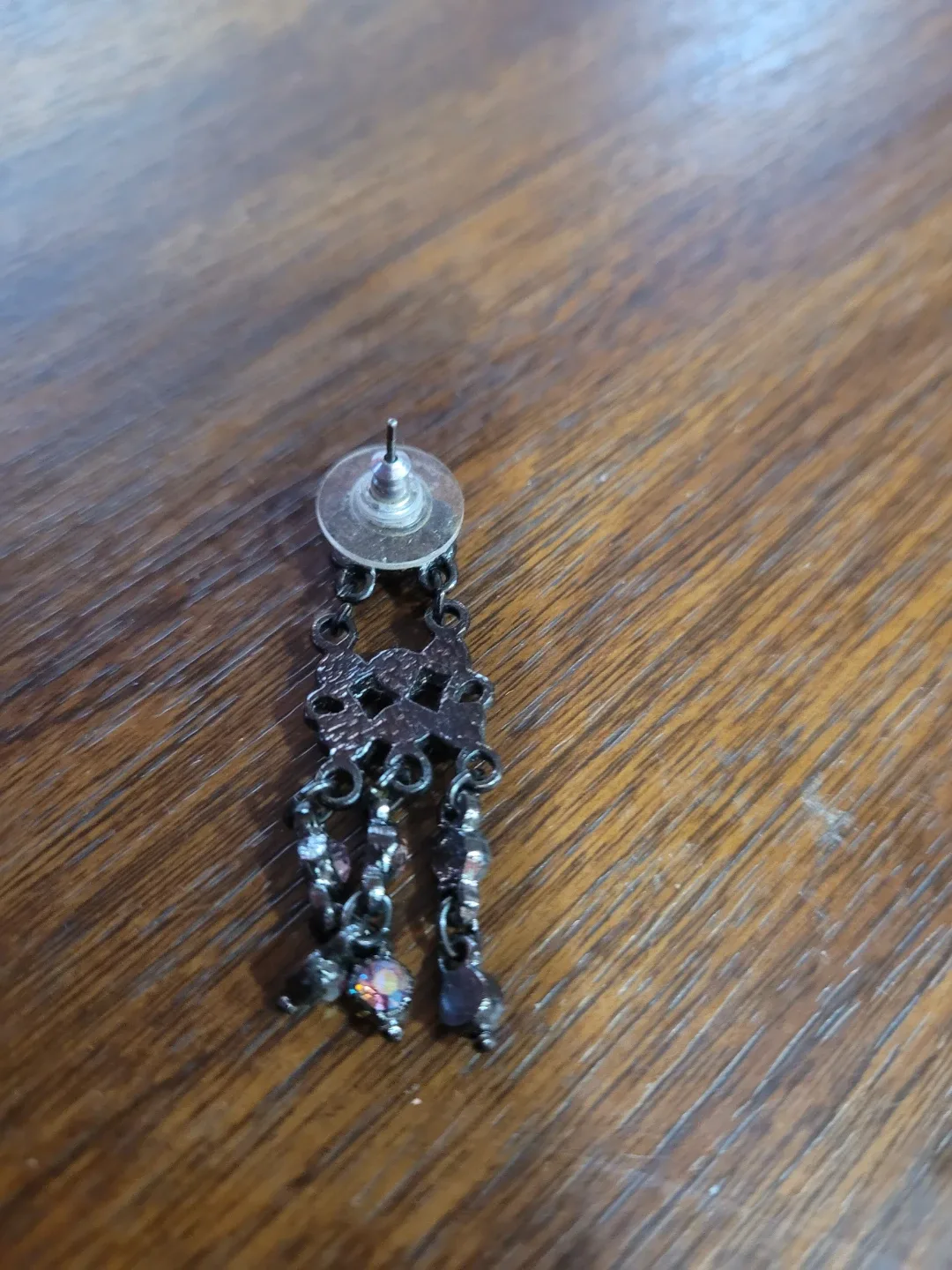 Dangle Earring with Pink and Clear Jewels - photo 2