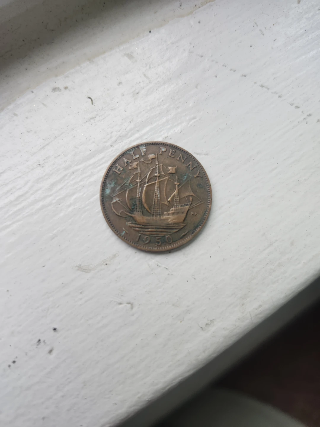 1950 King George VI Half Penny Coin - photo 2