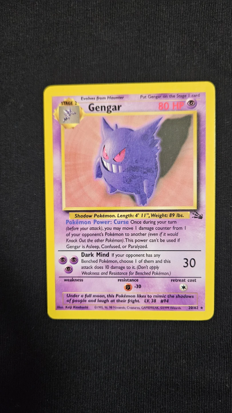 NM Non Holo Fossil Gengar Pokemon Card