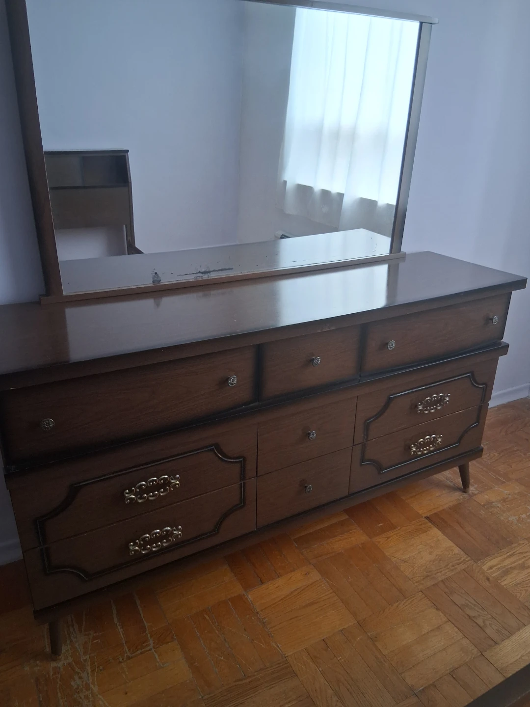 Vintage 9-Drawer Dresser with Mirror
