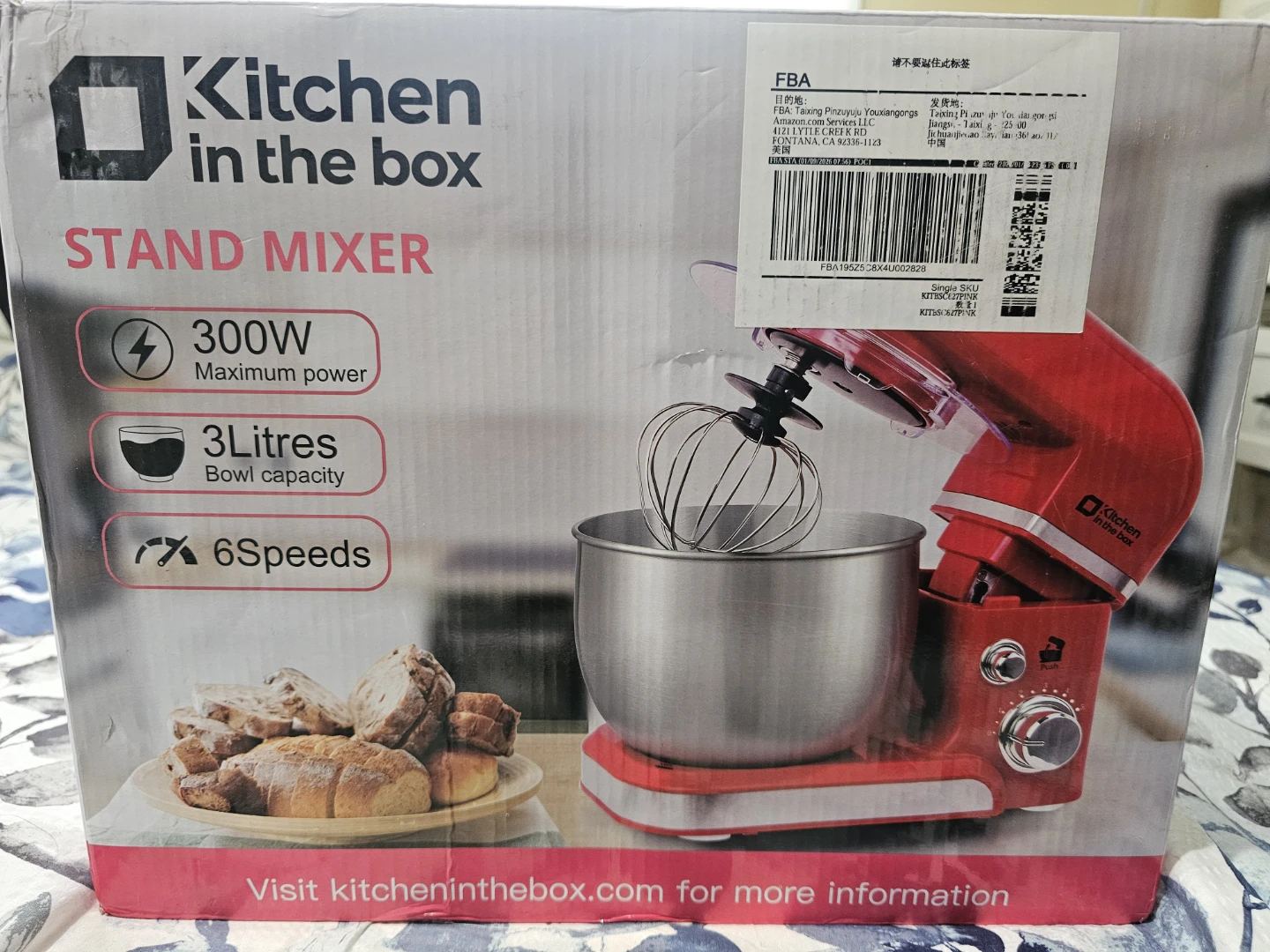 Kitchen in the Box Stand Mixer - Red, 300W, 3L Capacity