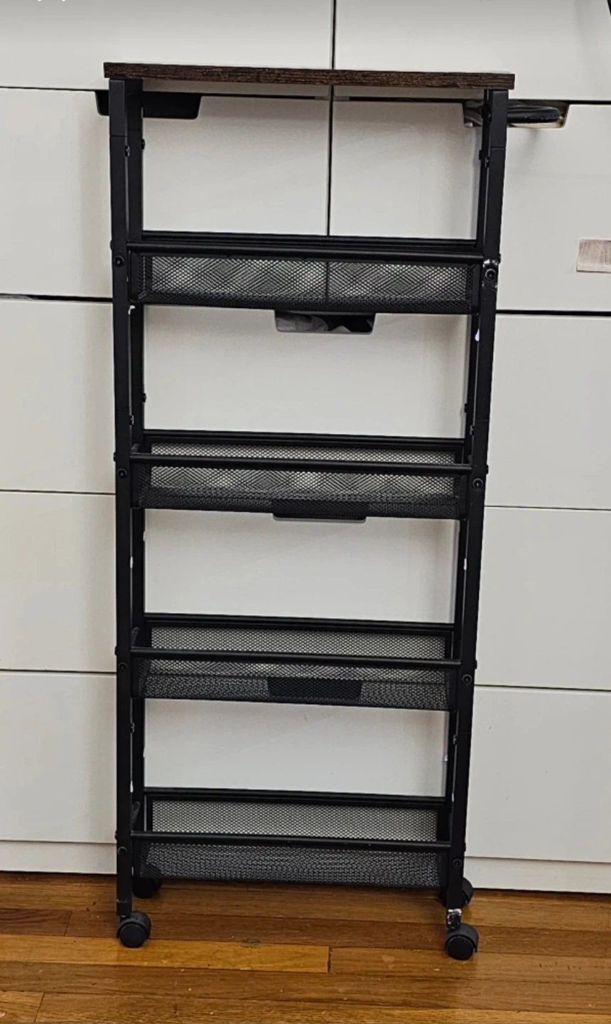 Slim Rolling Cart with Wood Top - photo 5