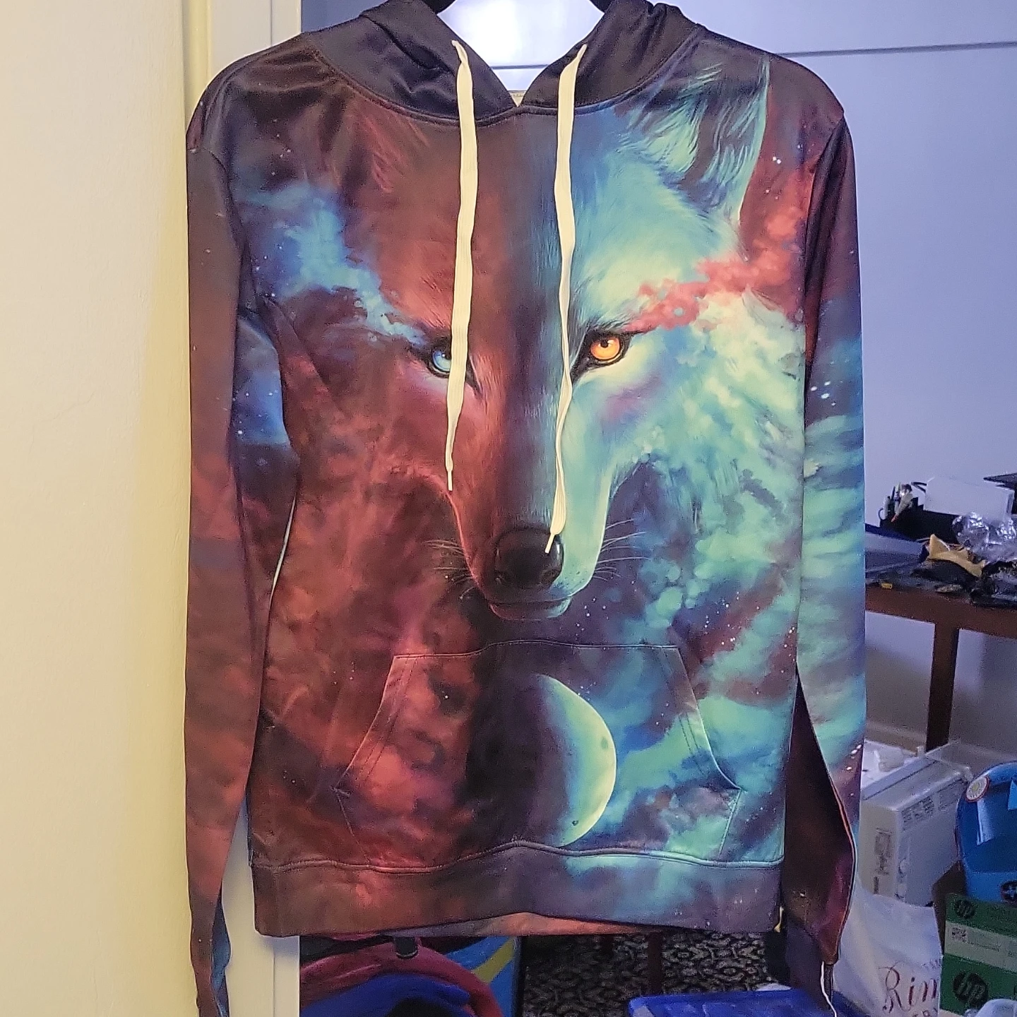 Galaxy Wolf Print Hoodie