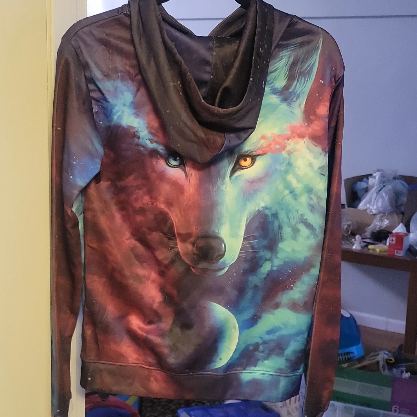 Galaxy Wolf Print Hoodie - photo 3