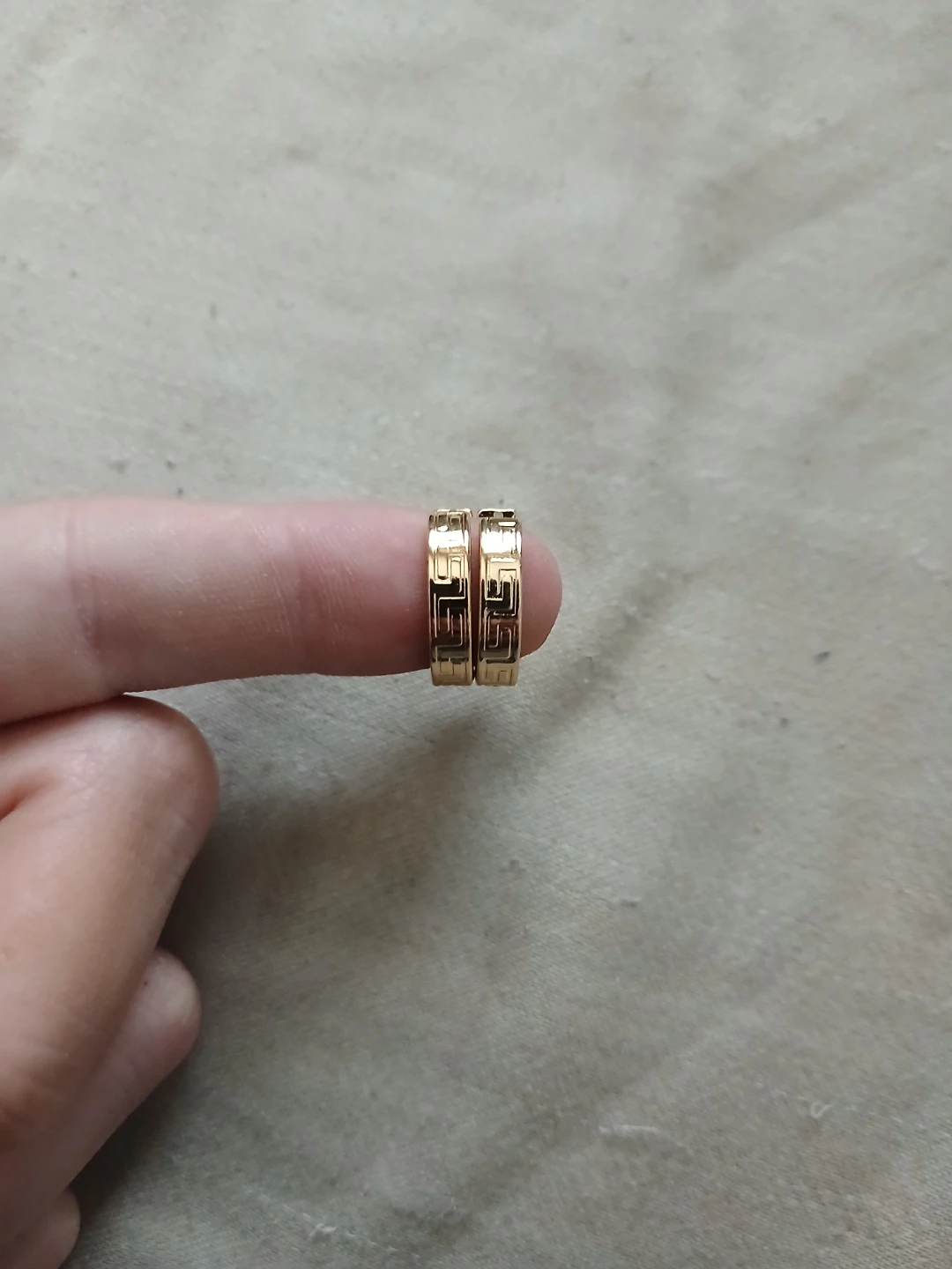 18K Gold Plated Stainless Steel Greek Key Hoop Earrings