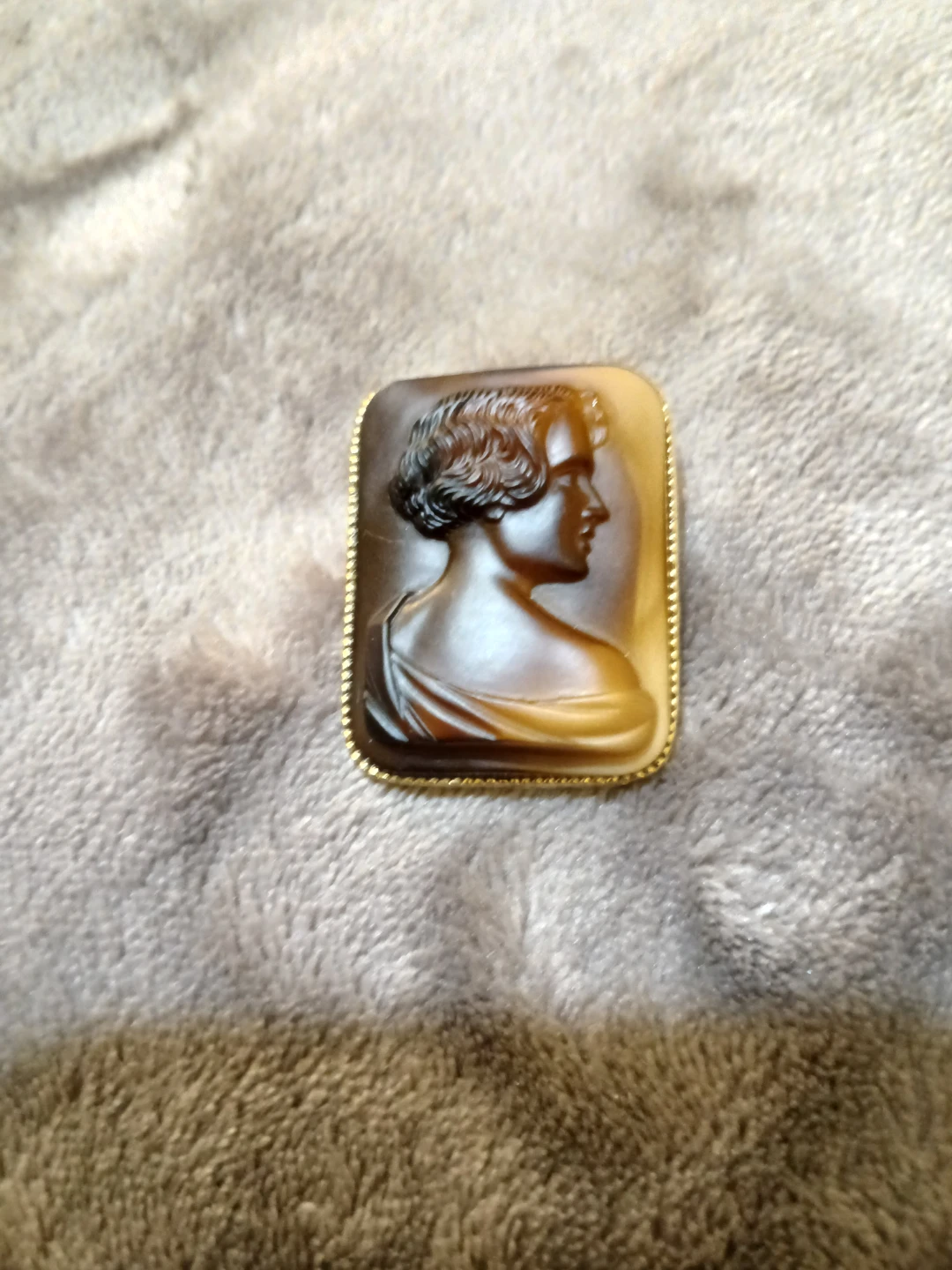 Vintage Cameo Brooch Pendant Portrait Profile