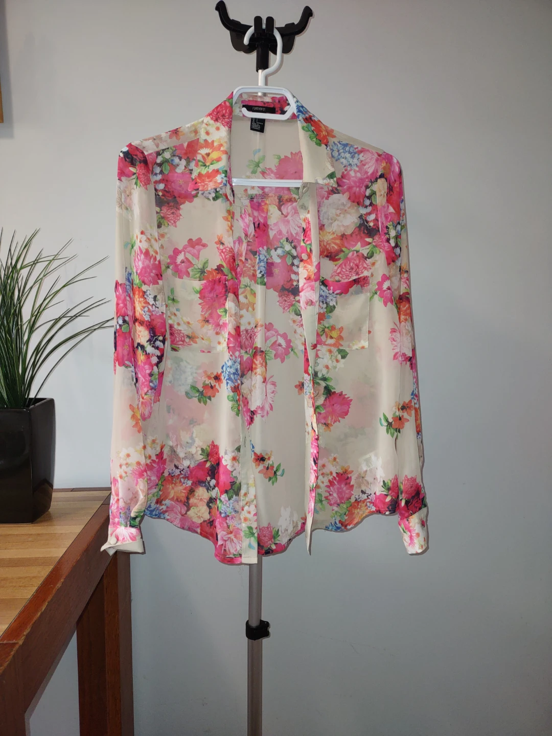 Forever 21 Floral Sheer Blouse
