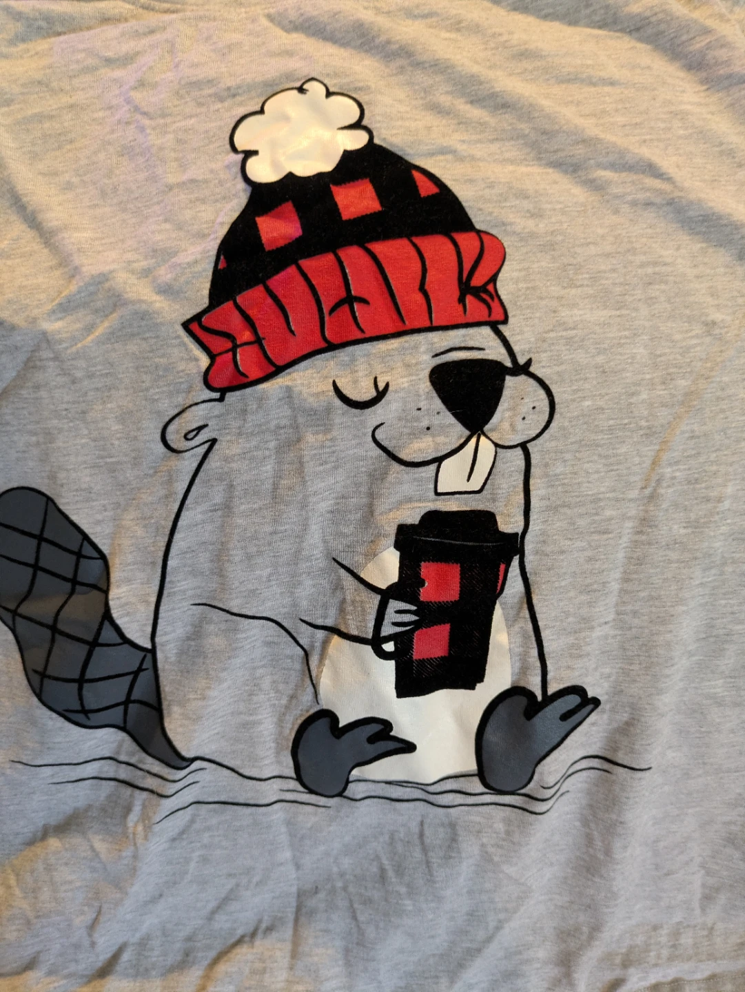 La Vie en Rose Grey Beaver Graphic T-Shirt XL