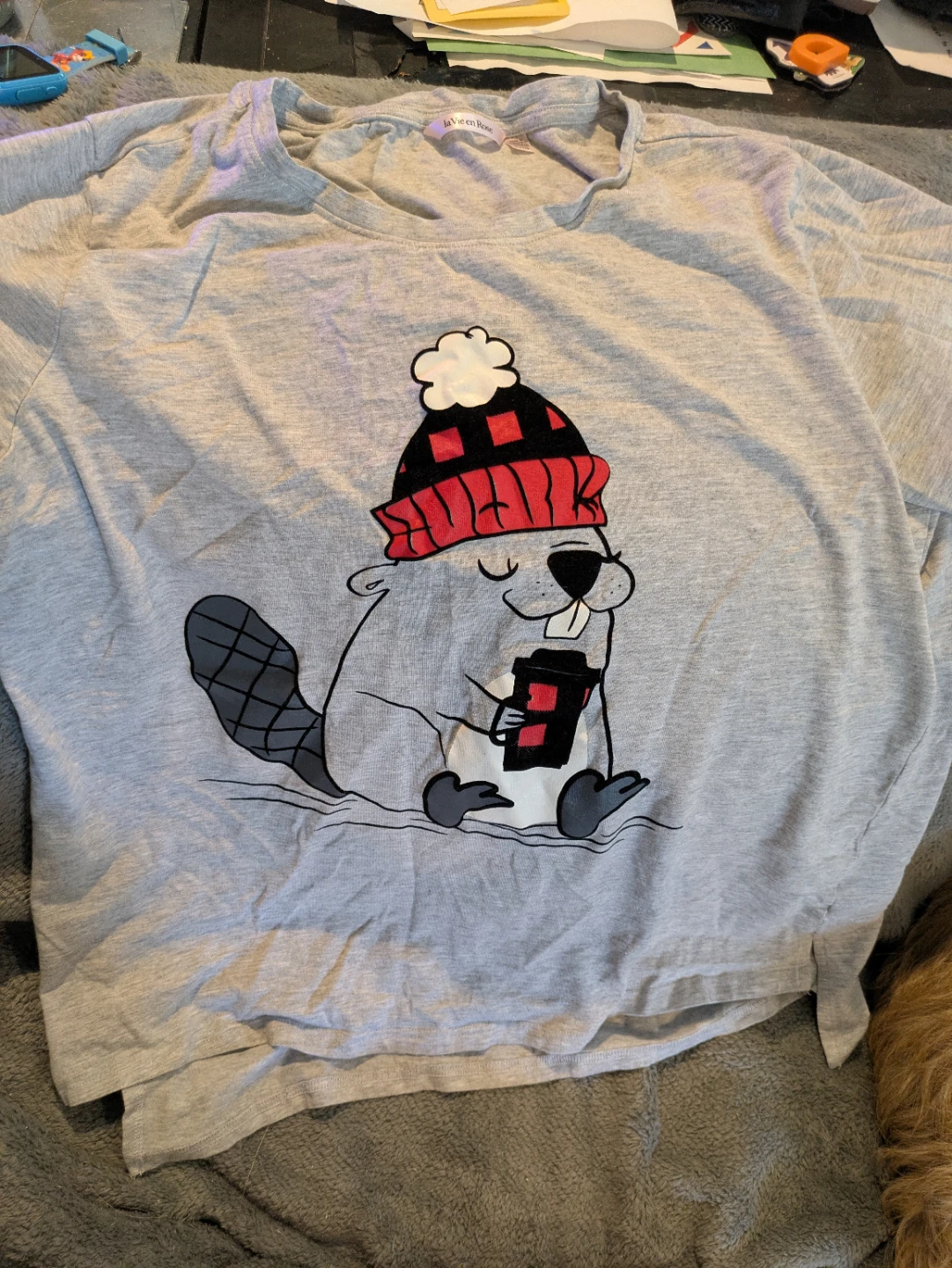La Vie en Rose Grey Beaver Graphic T-Shirt XL - photo 2