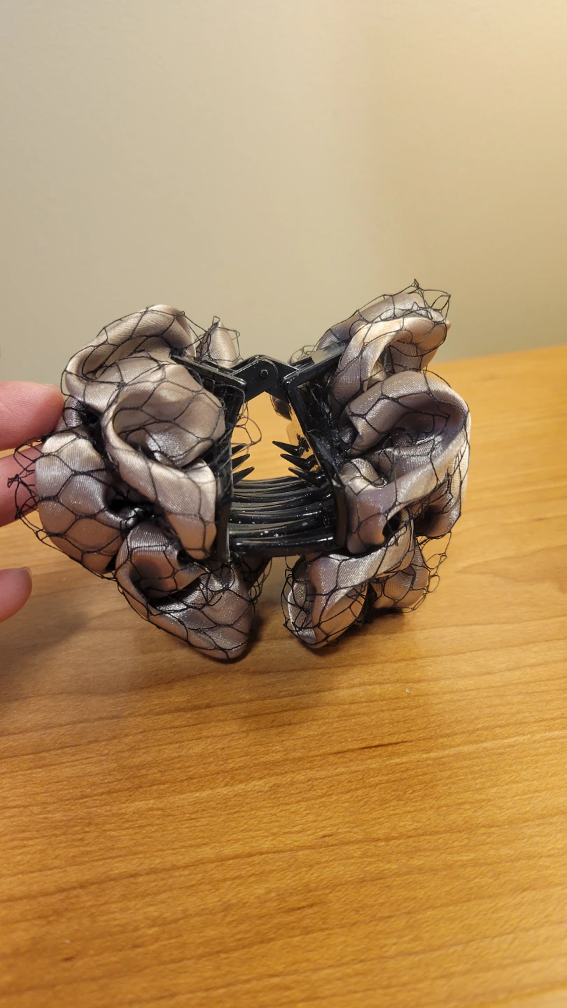 Fabric Flower Claw Clip with Pearls - photo 2