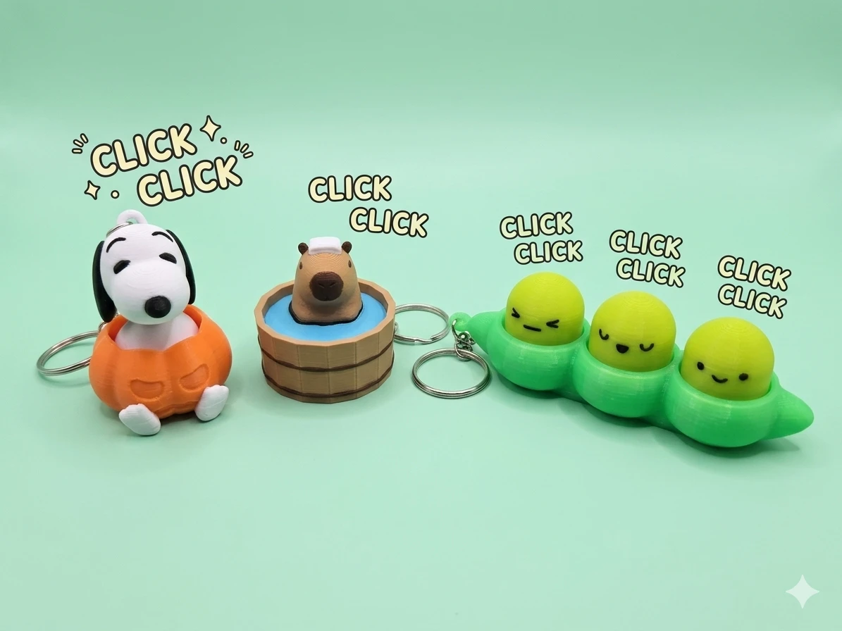 Cute Fidget Clickers (Handmade) 🍔🐭