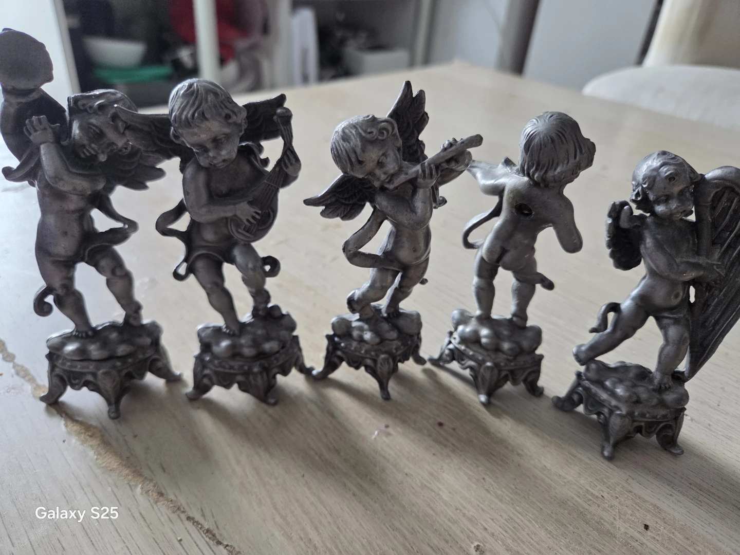 Antique metal Set of 5 Cherub Figurines