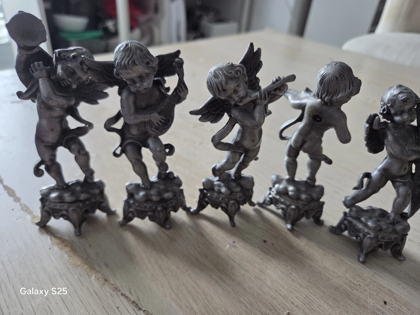 Antique metal Set of 5 Cherub Figurines - photo 3