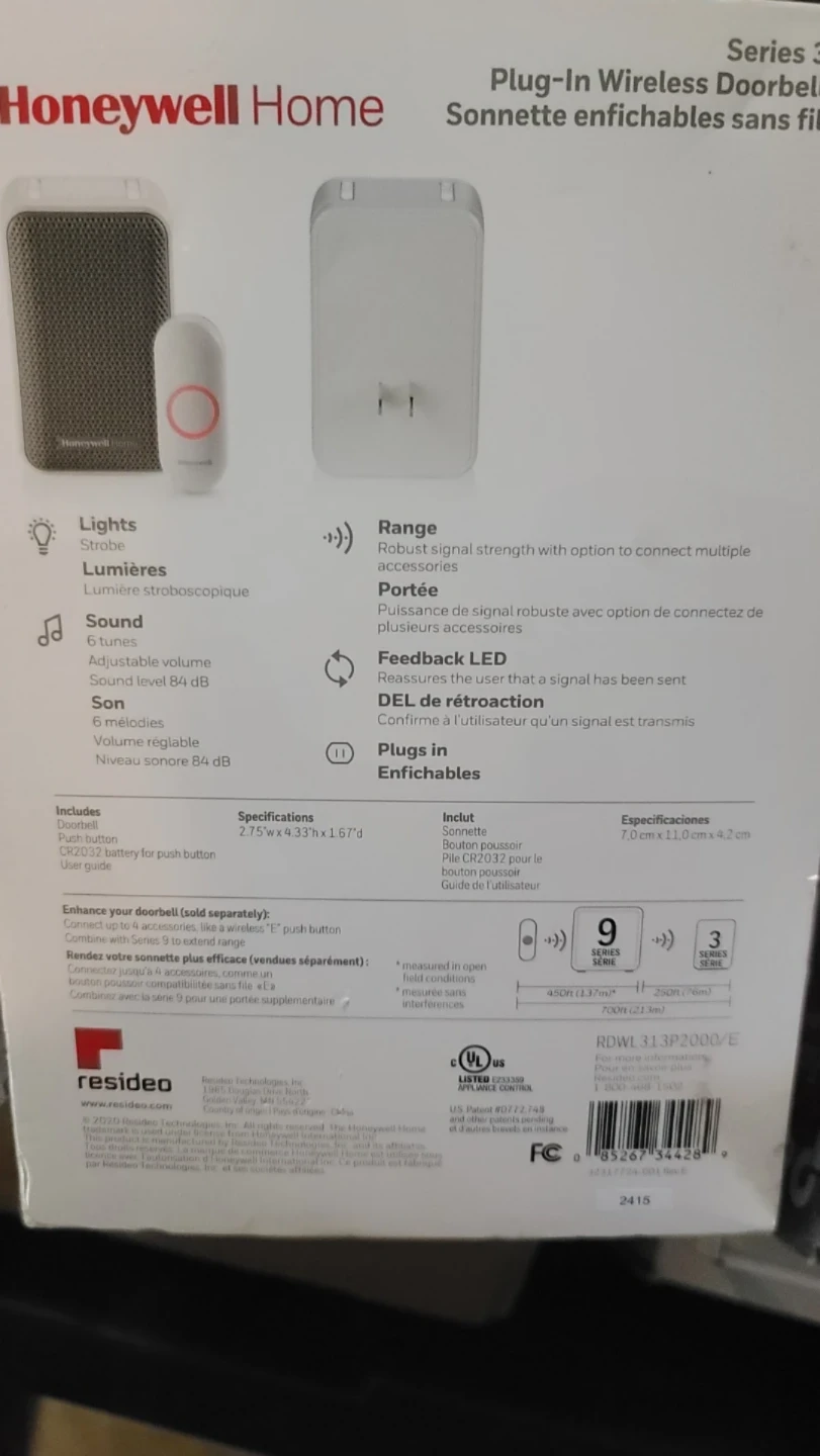 Honeywell Home Series 3 Wireless Doorbell and Push Button - photo 2