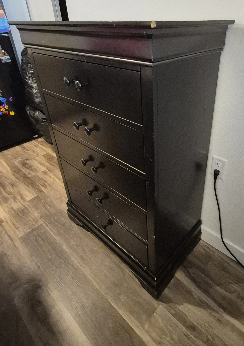 Solid Wood 5-Drawer Dresser – Black - photo 2