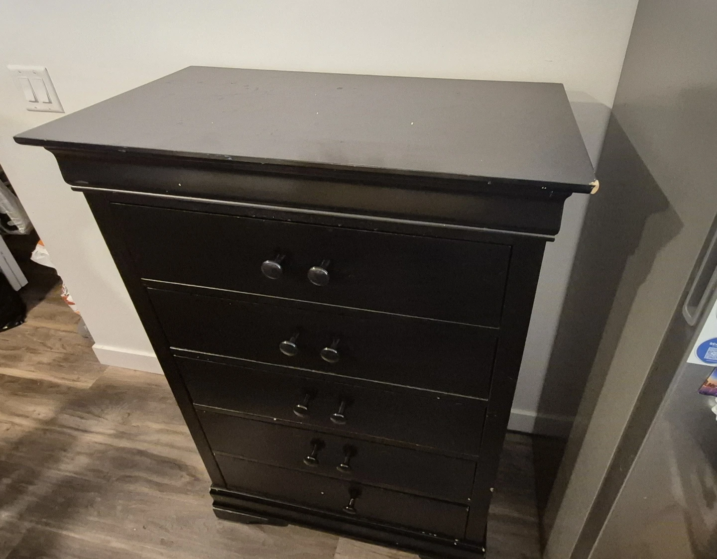 Solid Wood 5-Drawer Dresser – Black - photo 5