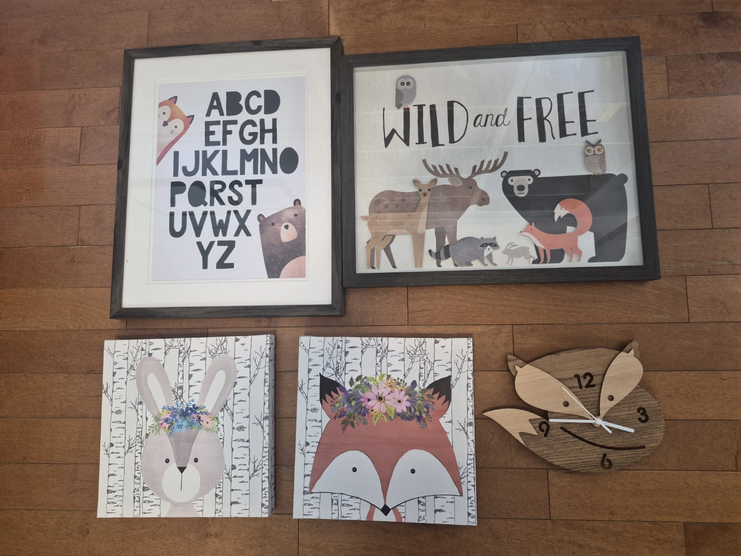 Wood Fox Wall Clock & Woodland Art Prints