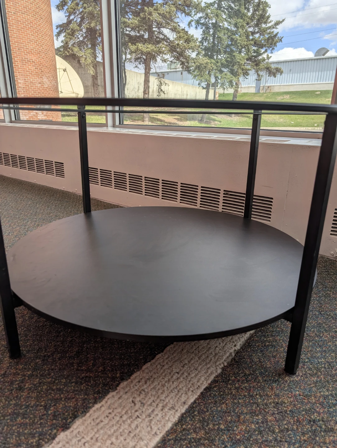 Round Glass Top Coffee Table with Black Metal Frame - photo 2