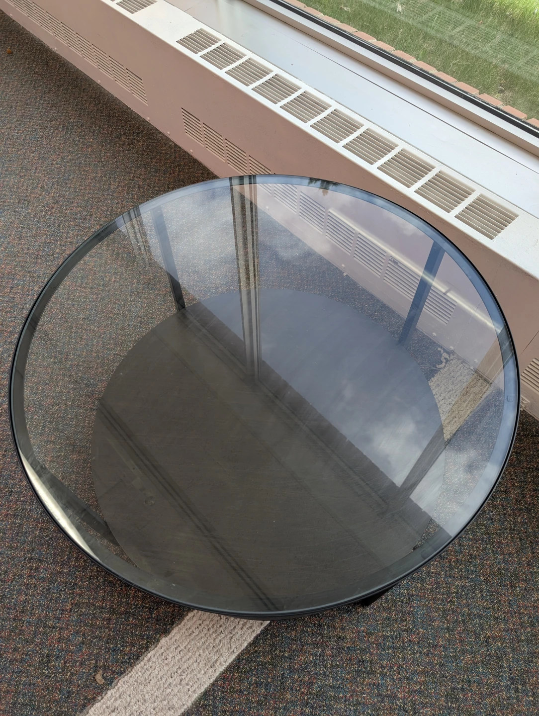 Round Glass Top Coffee Table with Black Metal Frame - photo 3