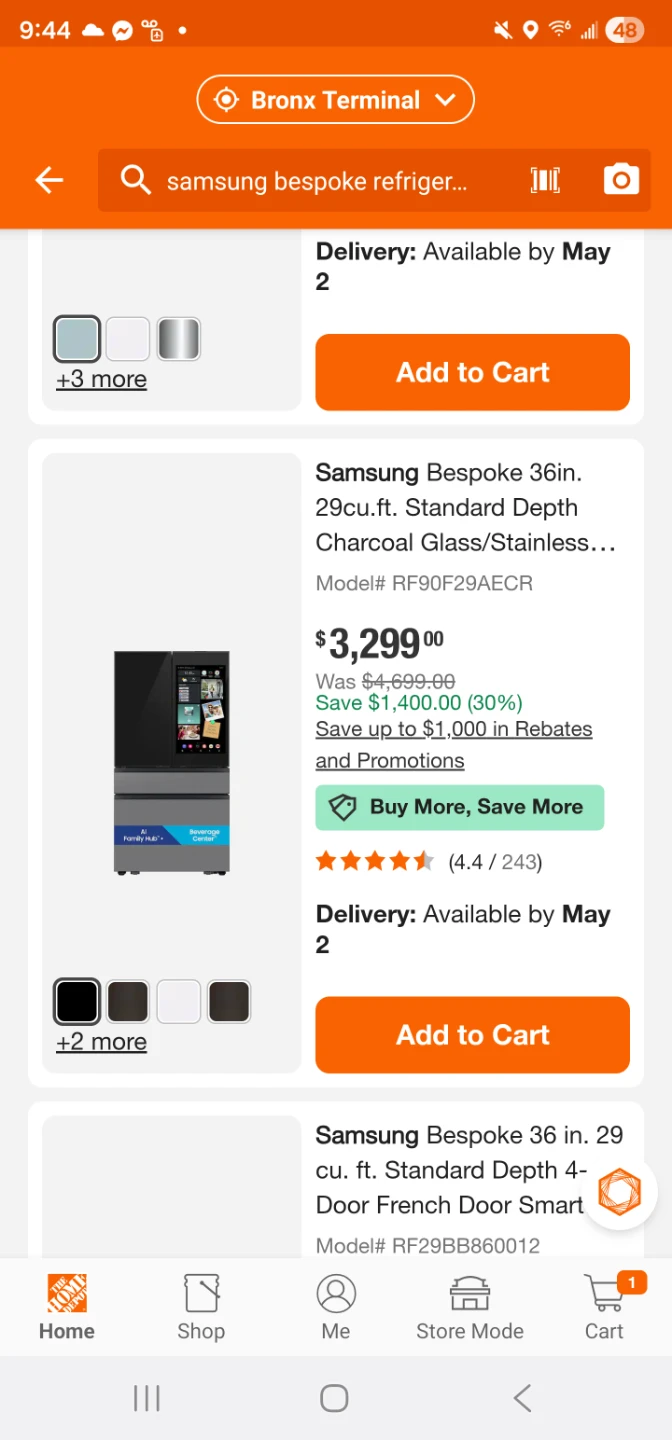 New Samsung Bespoke 36in Stainless steel refrigerator - photo 3