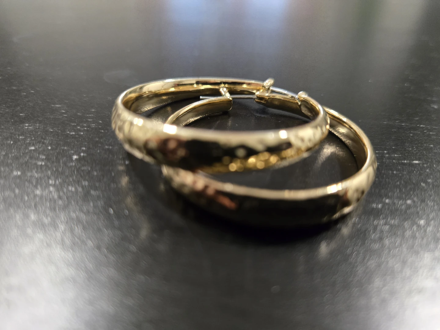 Gold Hammered Hoop Earrings - photo 2