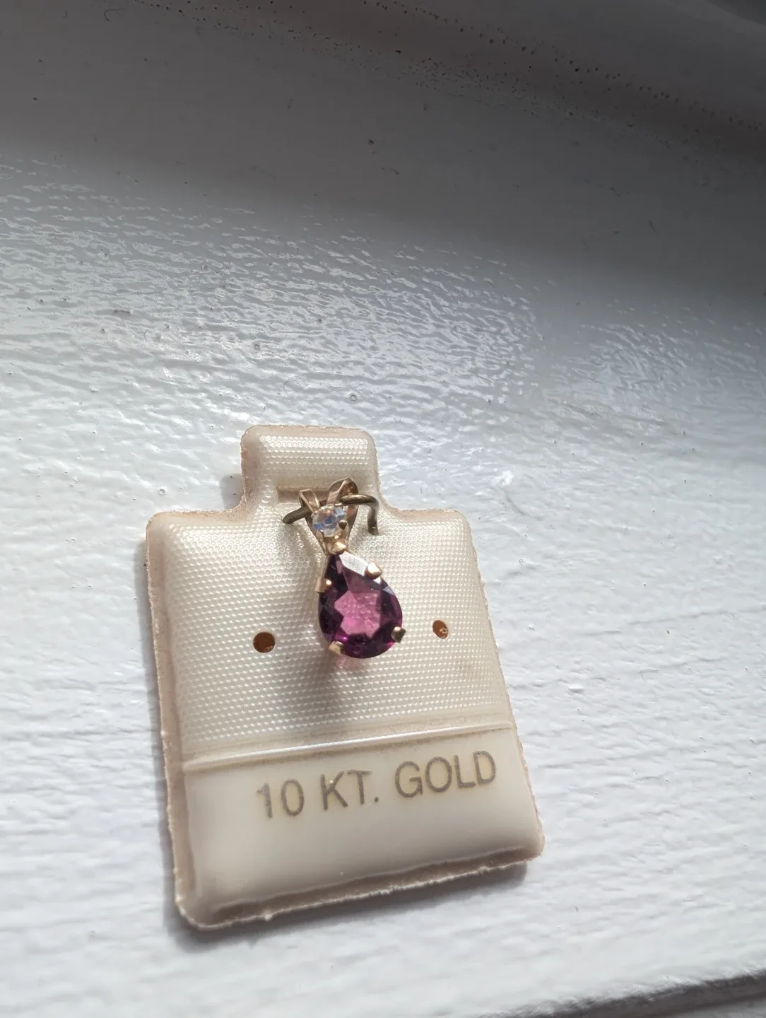Brand New 10K Yellow Gold Garnet Pendant For Sale