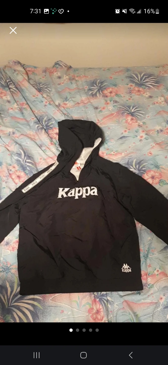 Kappa Black Windbreaker Jacket Medium