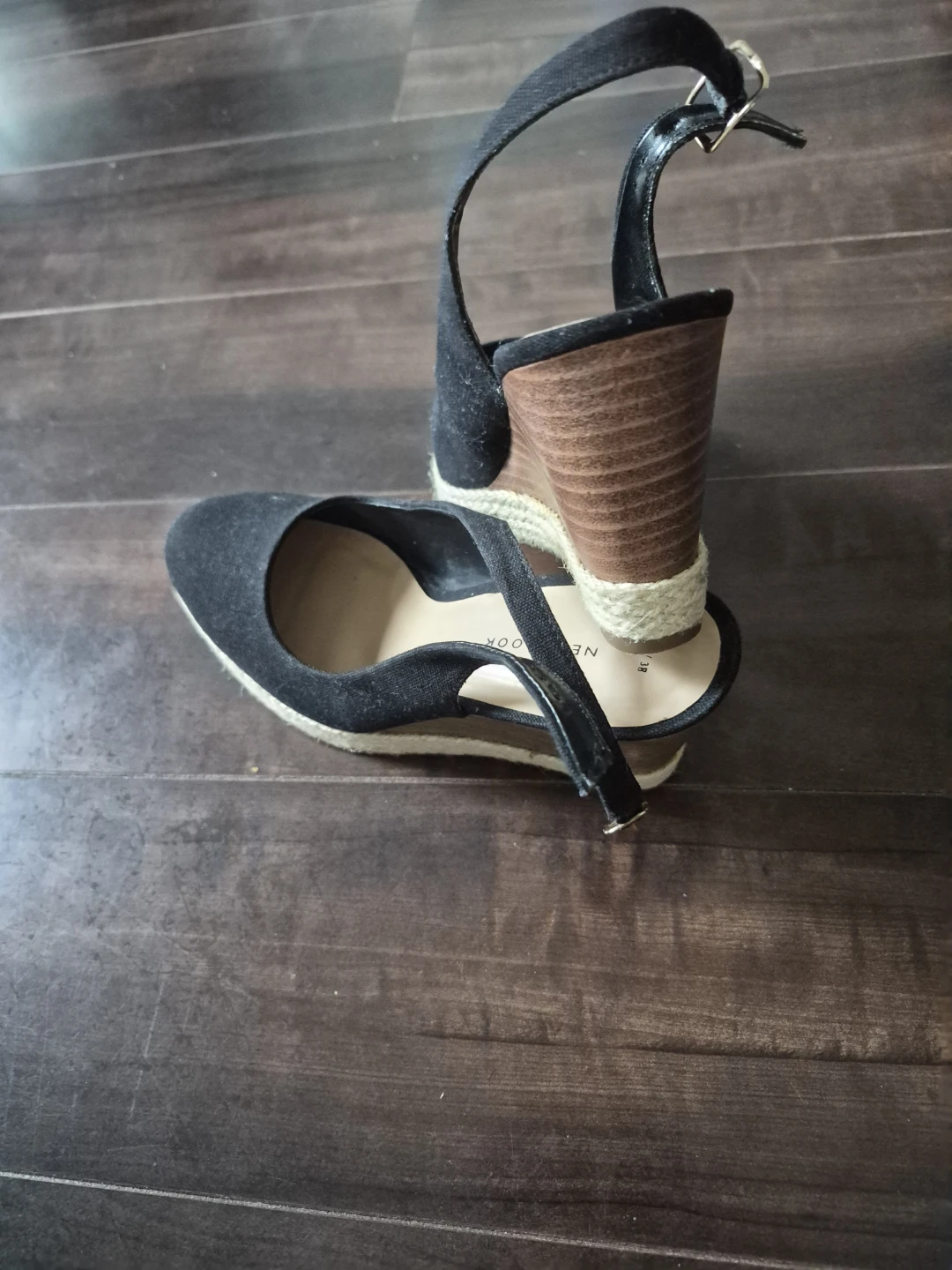 New Look Black Wedge Espadrille Heels Size 8 - photo 2