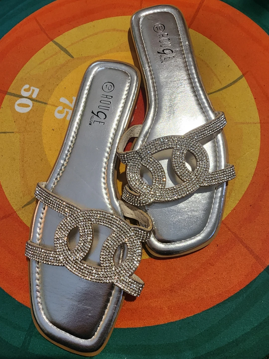 Rouge women's silver embellished slide sandals