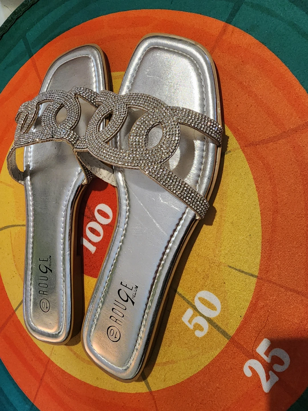 Rouge women's silver embellished slide sandals - photo 2