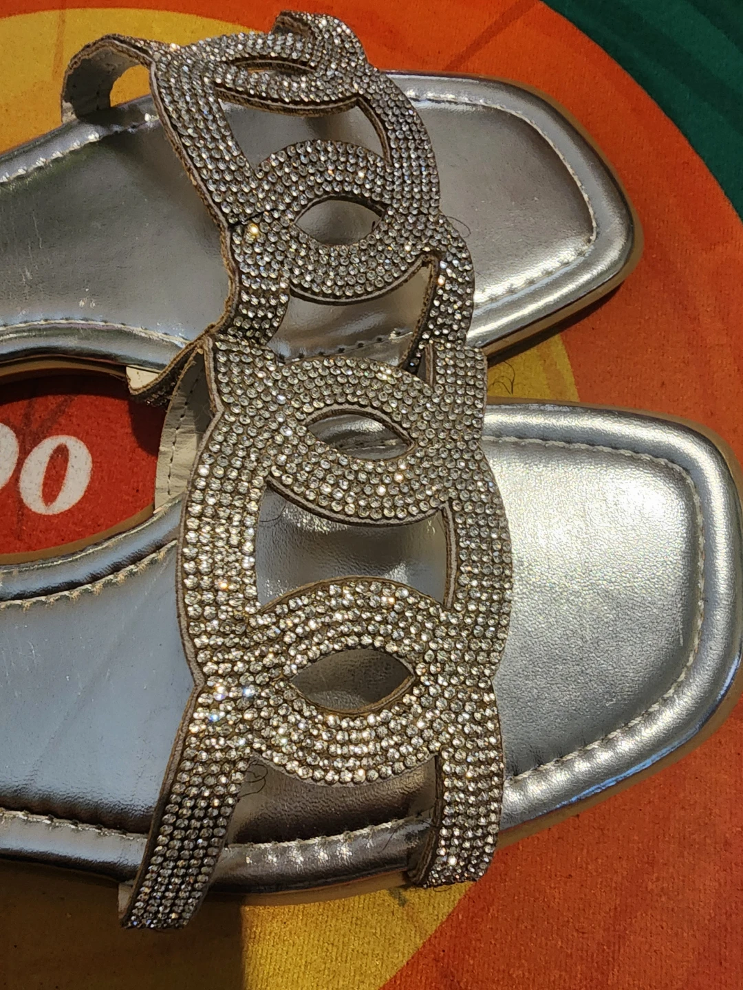 Rouge women's silver embellished slide sandals - photo 3