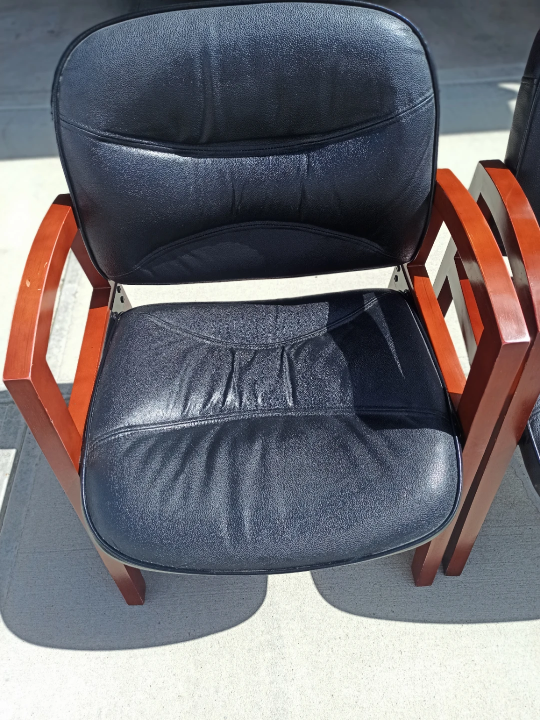 Black Chair genuine Leather Arm Chairs (Set of 2) - photo 3