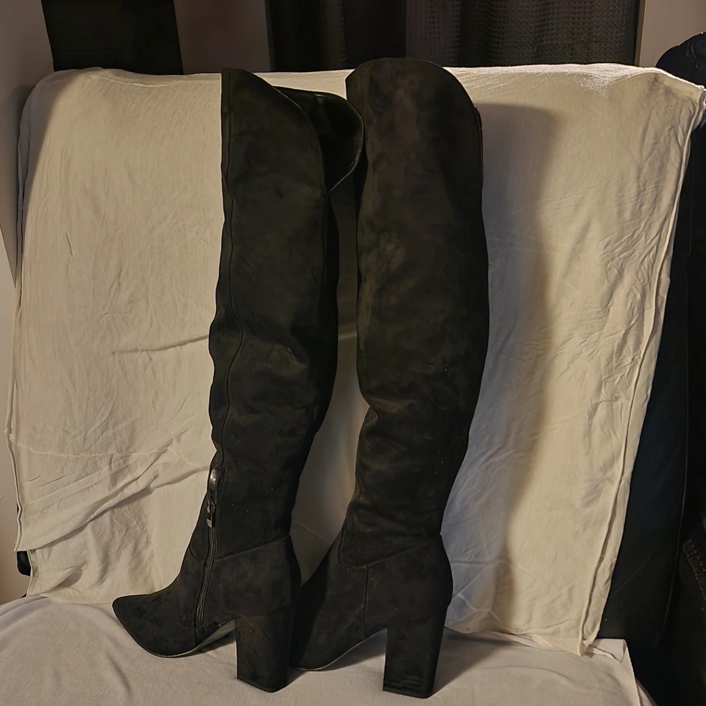Black Suede Over-the-Knee Boots