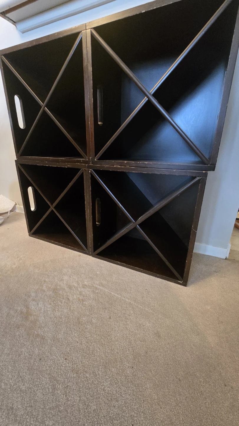 Dark Wood Cube Wine Storage Unit (Set of 4)