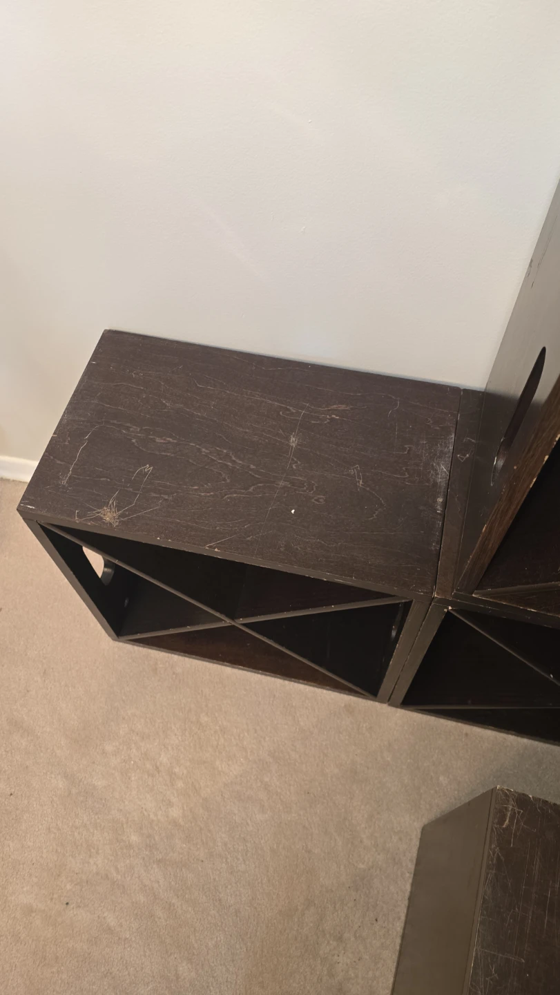 Dark Wood Cube Wine Storage Unit (Set of 4) - photo 2